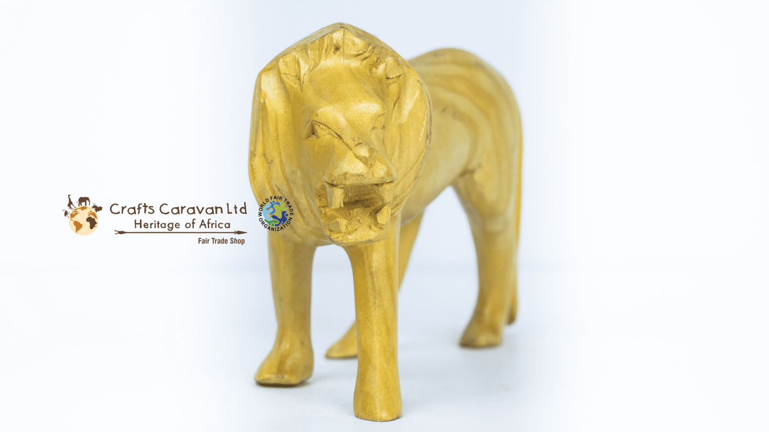Yellow Wood Lion Carving