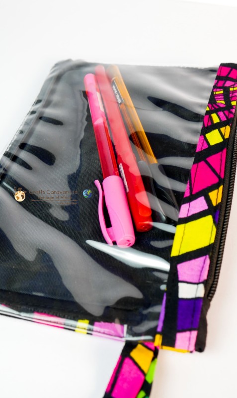 Transparent Purse with Ankara Details