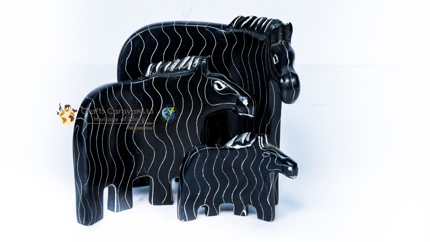 Set of 3 Curved Zebra Sculptures