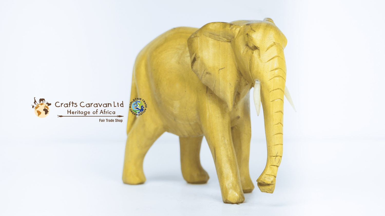 Yellow Wood Elephant Statue